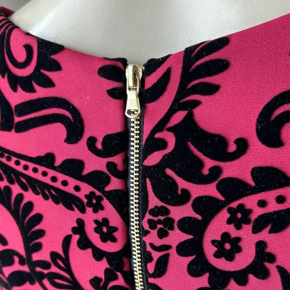 Gabby Skye Black & burgundy Patterned Fit & Flare Dress – Size 6 - Picture 7 of 8